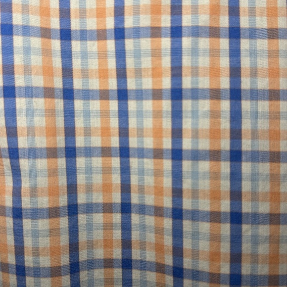 Men's Izod Long Sleeve Blue and Orange Plaid Button Down Shirt Size XL - Picture 5 of 10